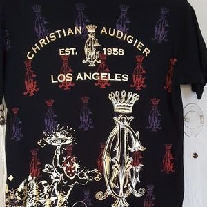 GUC Black Christisn Audigier Short Sleeve Shirt